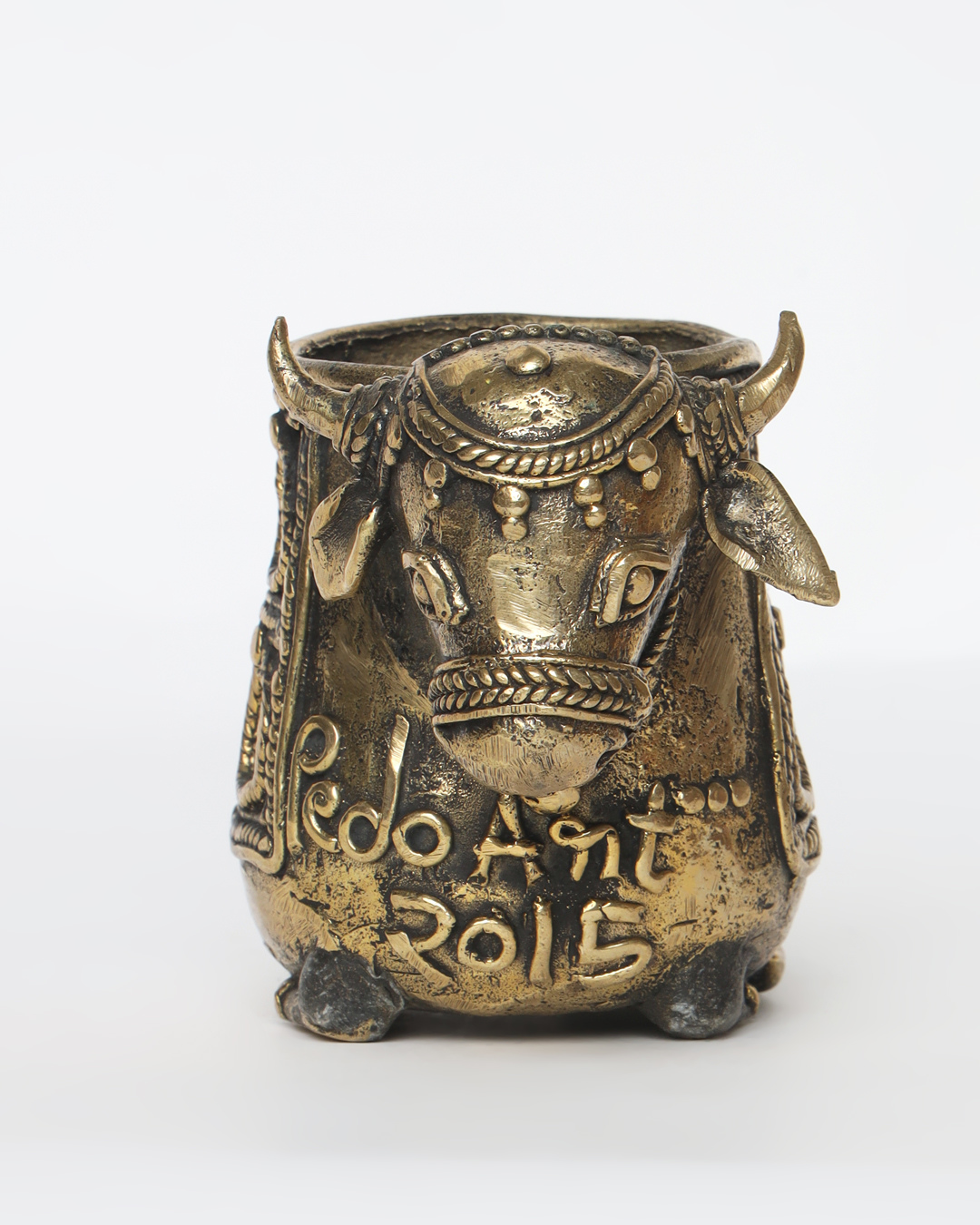 Sthula's Handcrafted Dokra Metal Cow Pen Holder