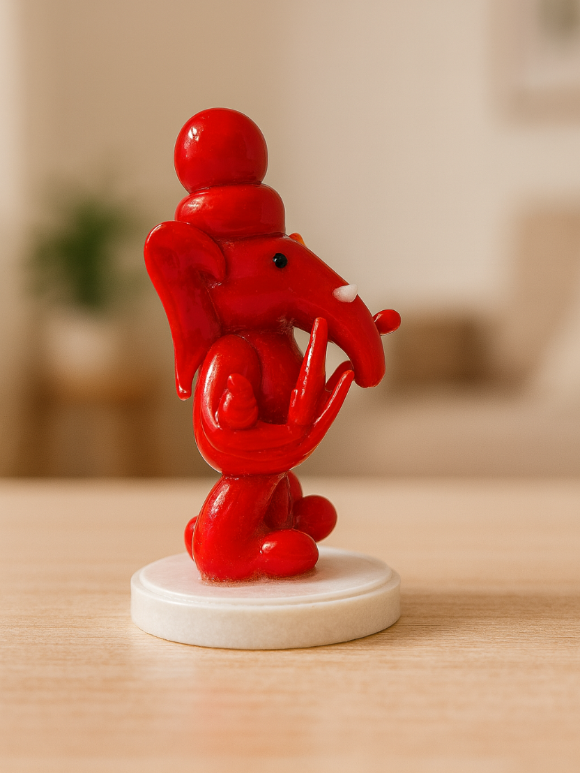 Sthula's Handcrafted Red Lord Ganesha Idol Showpiece