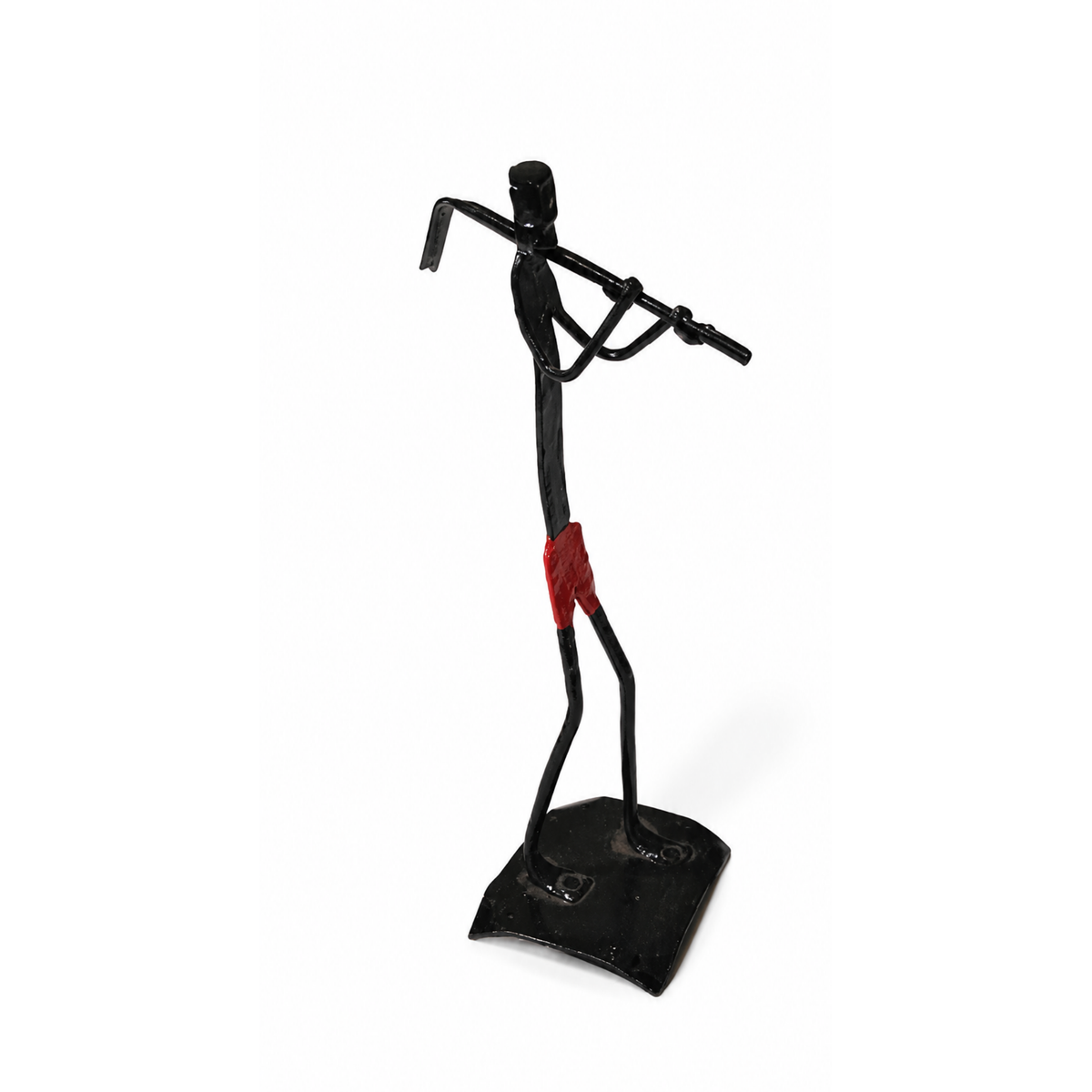 Sthula's Handmade Black and Red Metal Flute Player Figurine