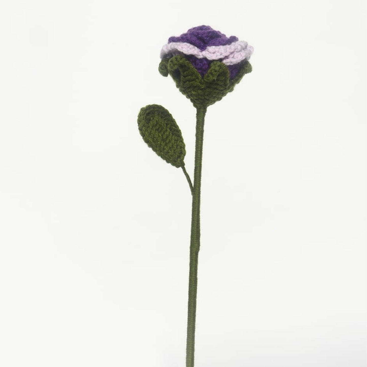 Sthula's Handmade Crochet Purple Rose Flower with Green Stem