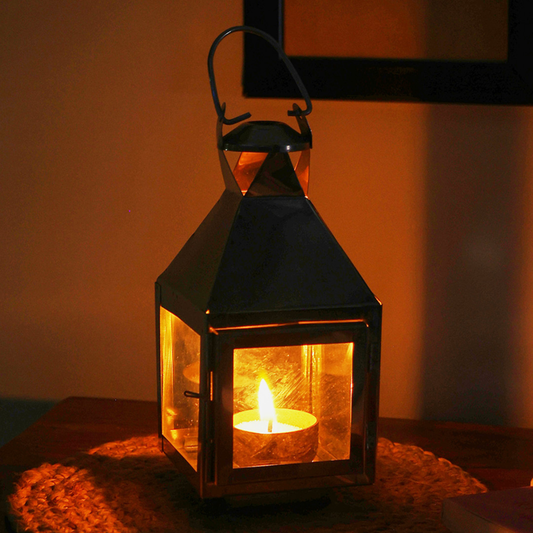 Sthula's Metal Hanging Lantern – Silver, Glass