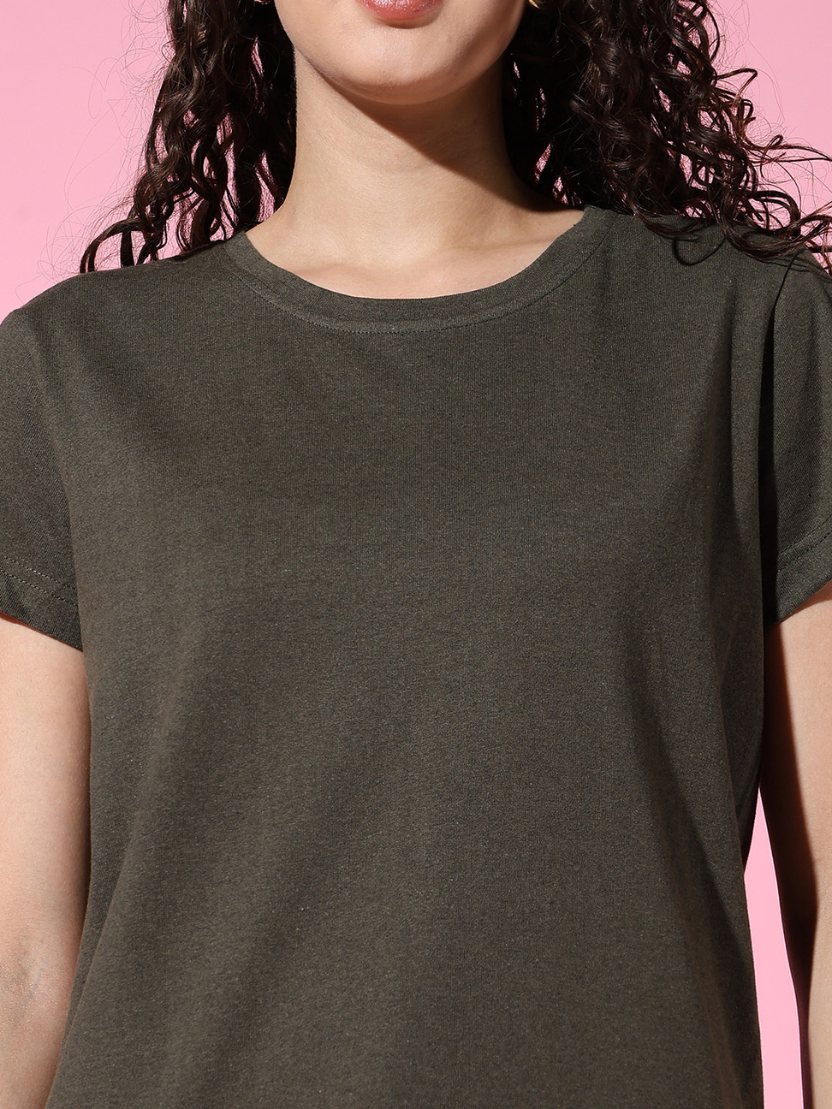 Sthula's Women Green Melanch Cotton T-Shirt