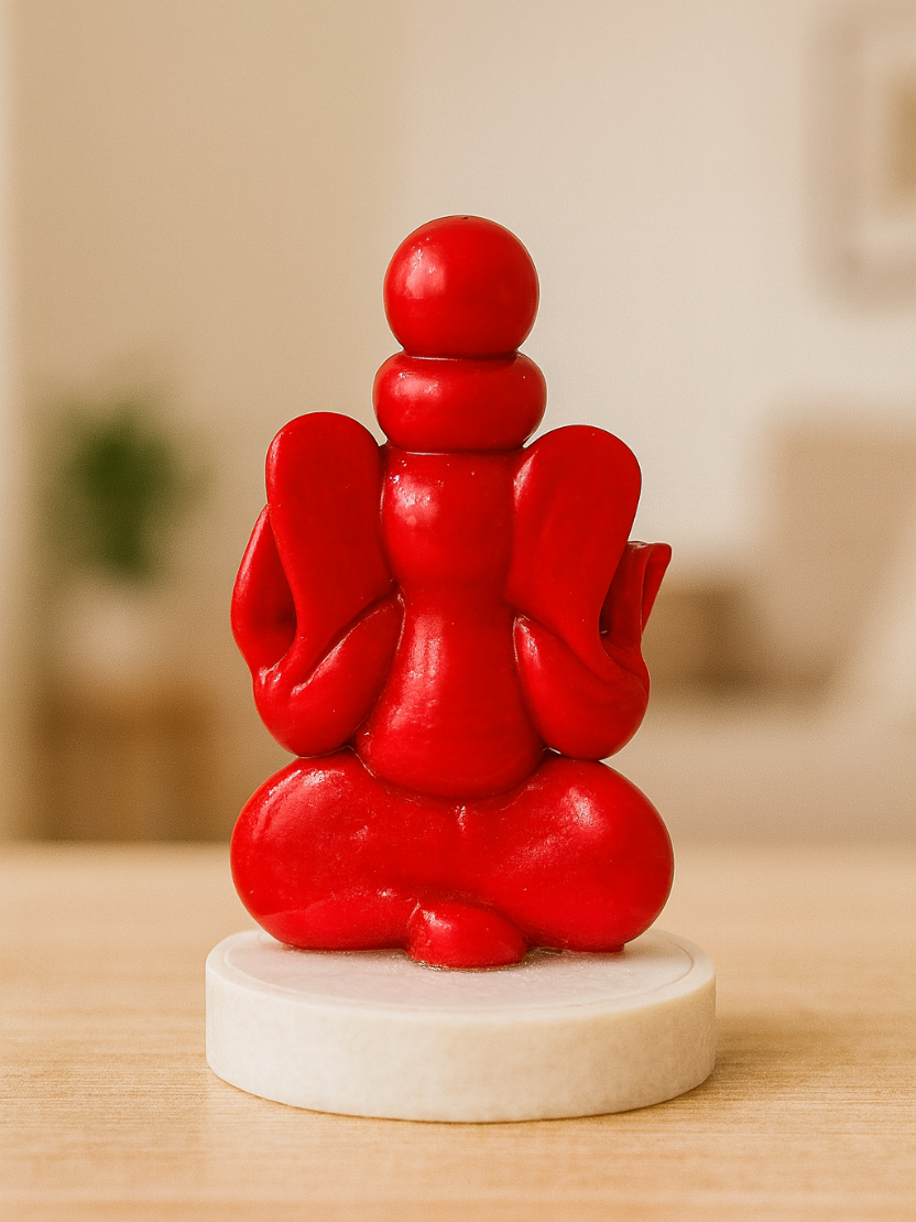 Sthula's Handcrafted Red Lord Ganesha Idol Showpiece