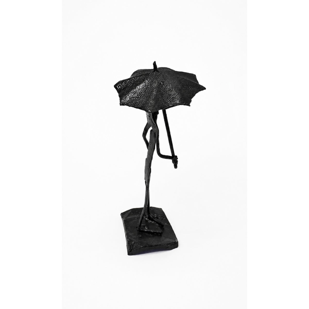 Sthula's Handmade Black Metal Man With Umbrella Figurine