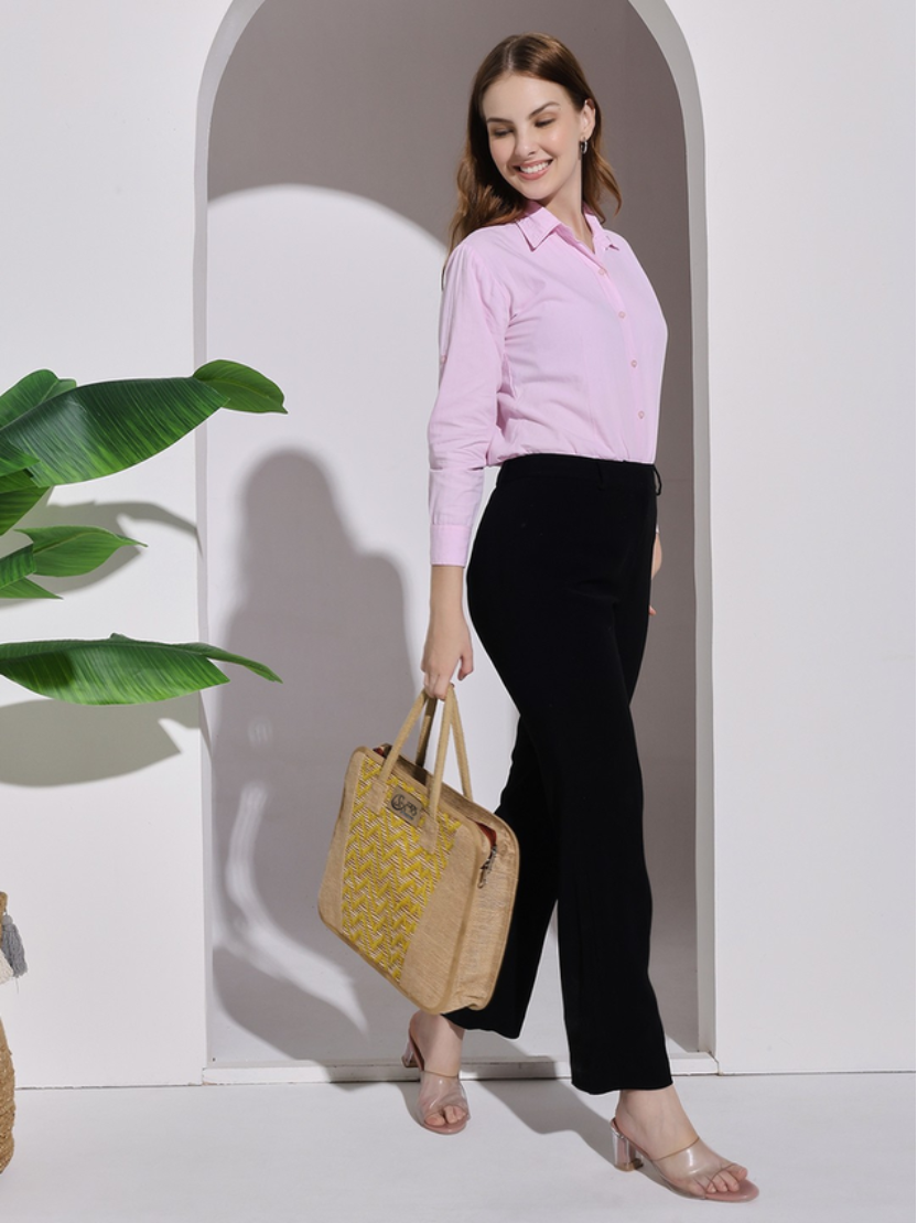 Sthula's Handcrafted Yellow Jute Laptop Bag