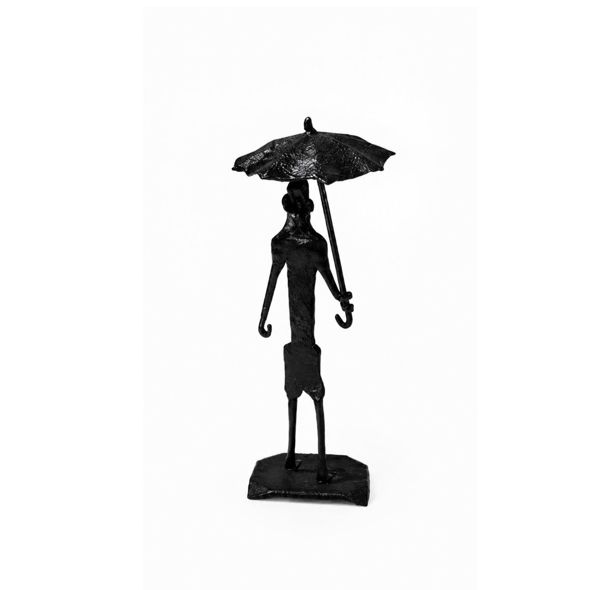 Sthula's Handmade Black Metal Man With Umbrella Figurine