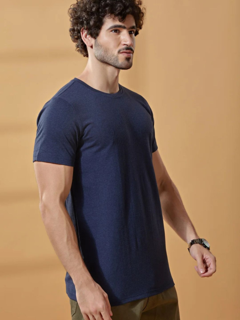 Sthula's Men Dark Blue Cotton T-Shirt