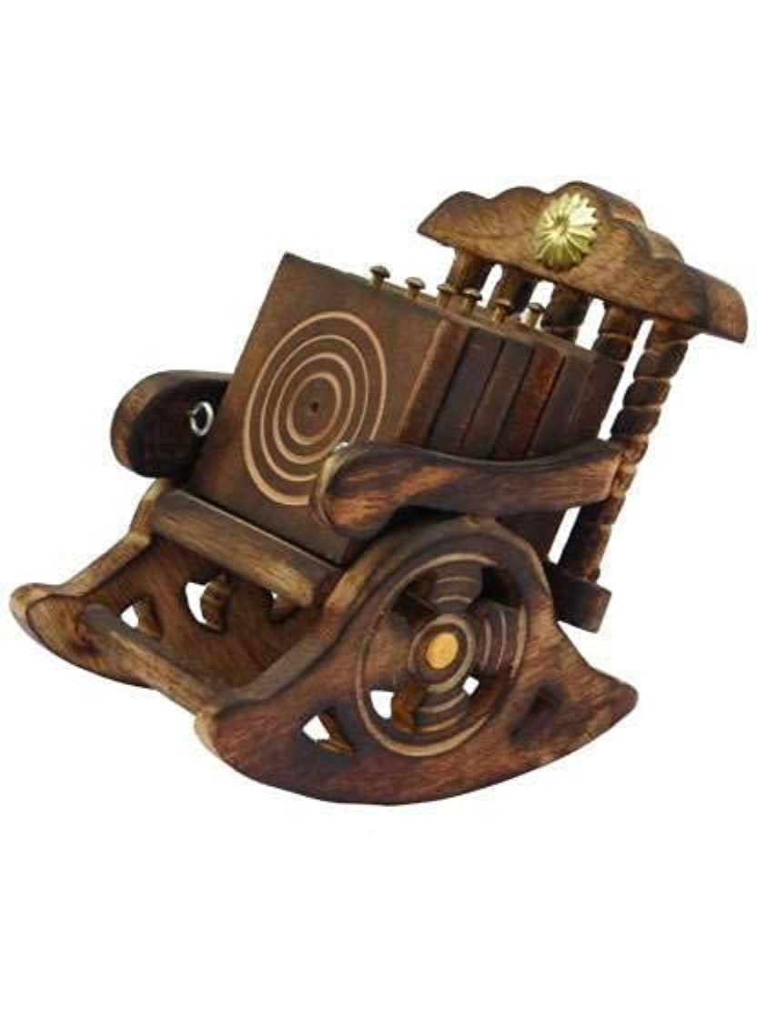 Sthula's Brown Wooden Chair Coaster Set