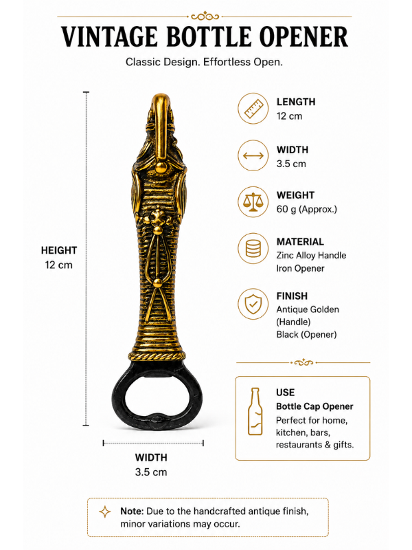 Sthula's Handmade Antique Brass Bottle Opener