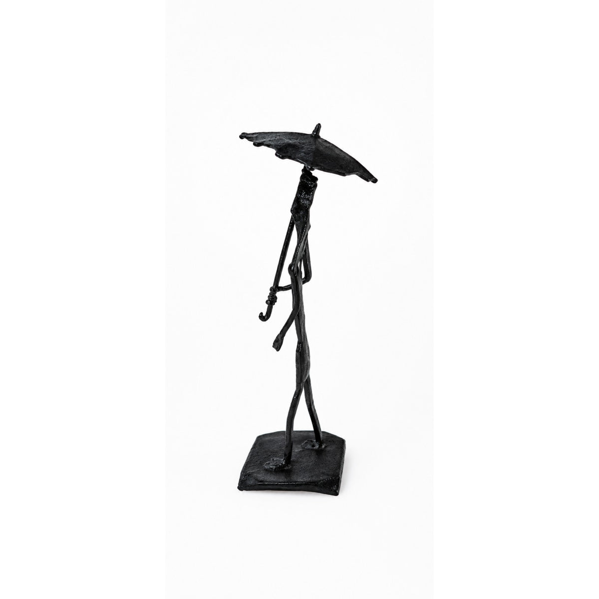 Sthula's Handmade Black Metal Man With Umbrella Figurine