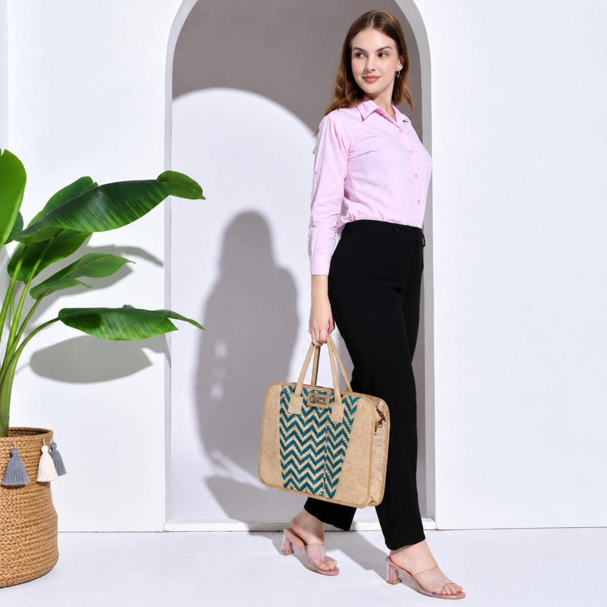 Sthula's Woven Laptop Bag – Stylish Jute Office & Work Bag for Women