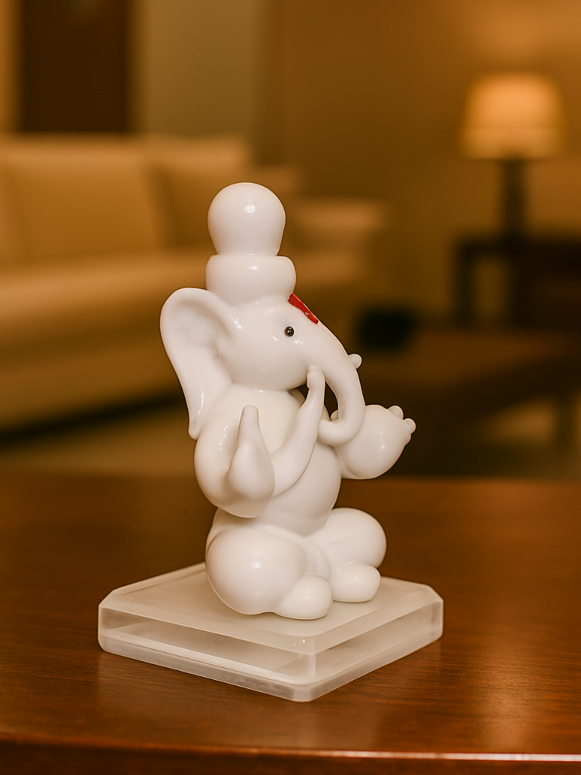 Sthula's Handcrafted White Lord Ganesha Idol Showpiece