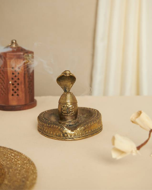Sthula's Handcrafted Dokra Metal Shivling Showpiece