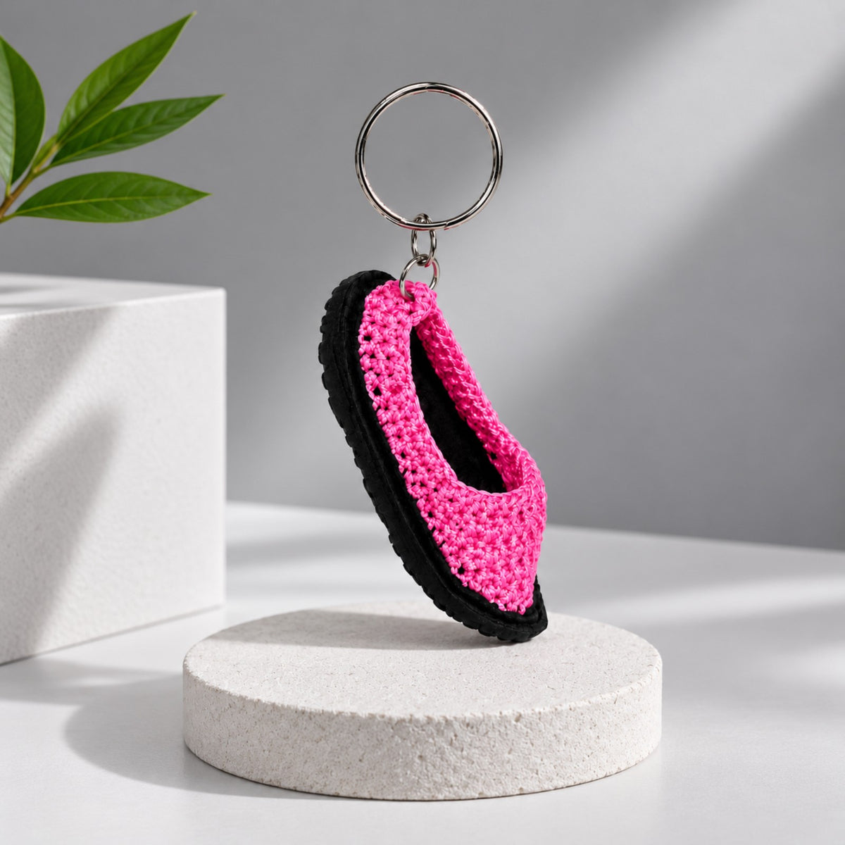 Sthula's Pink & Black Mini Shoe Keychain