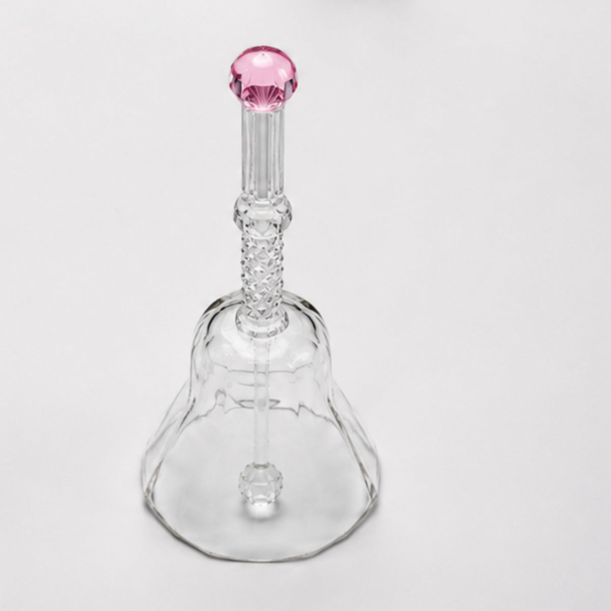 Sthula's Crystal Glass Decorative Bell – Transparent Glass Bell with Pink Handle