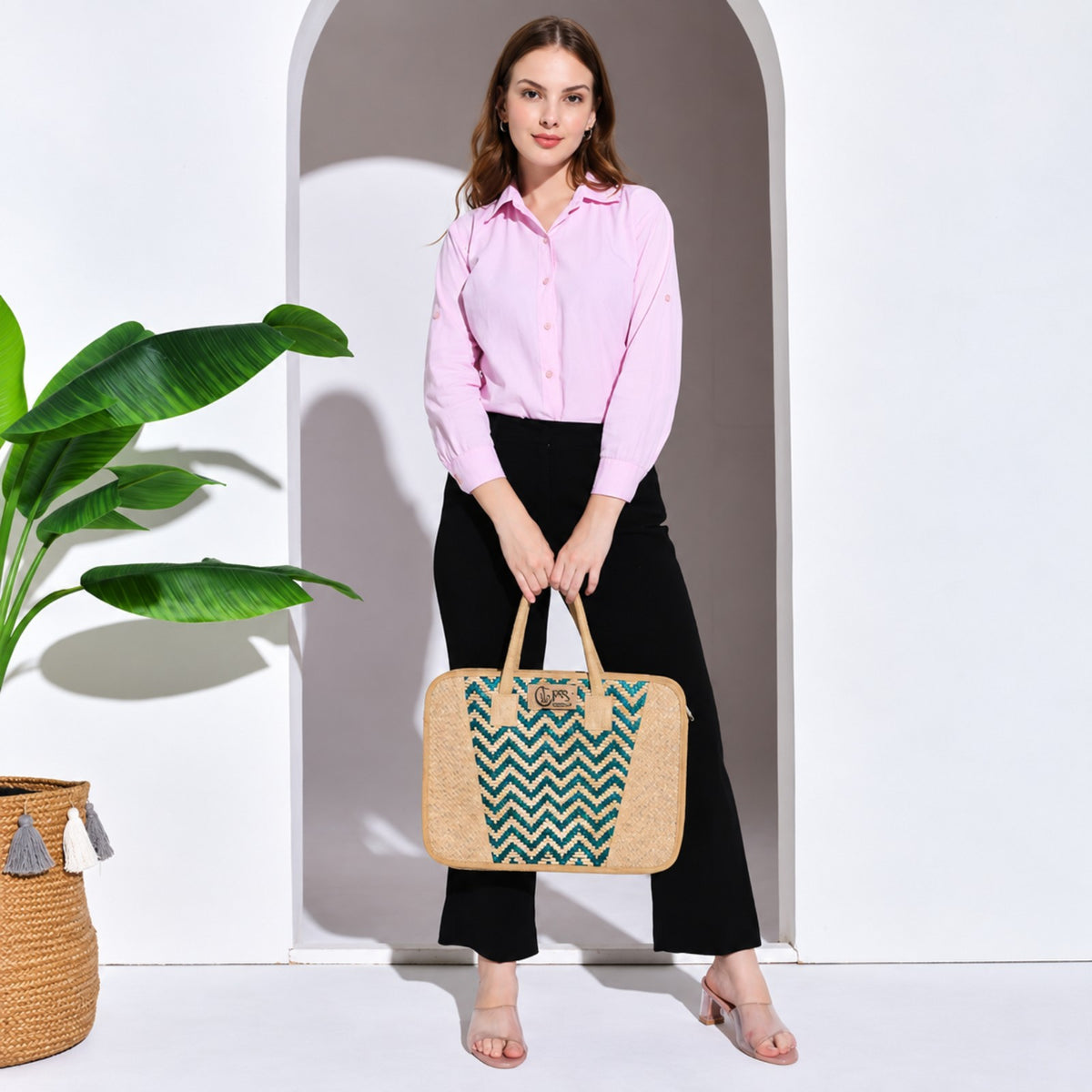 Sthula's Woven Laptop Bag – Stylish Jute Office & Work Bag for Women