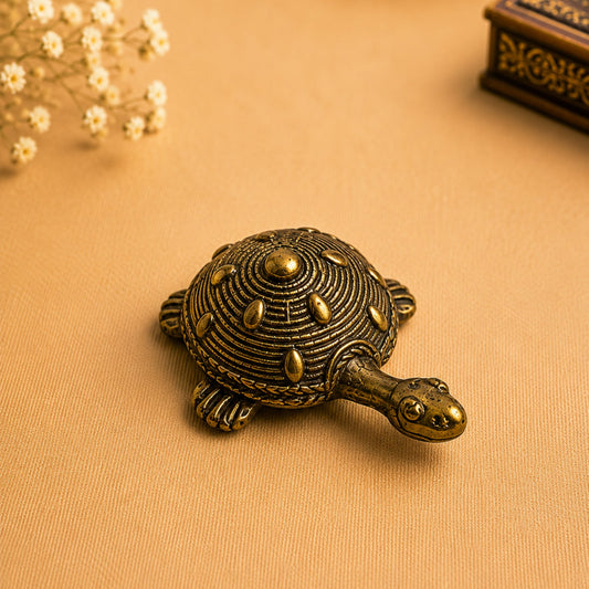 Sthula's  Antique Brass Tortoise Figurine – Decorative Turtle Showpiece