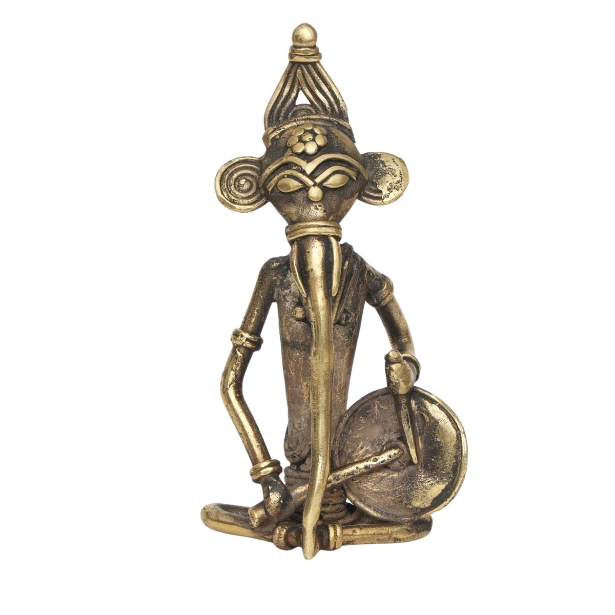 Sthula's Antique Brass Tribal Musician Figurine