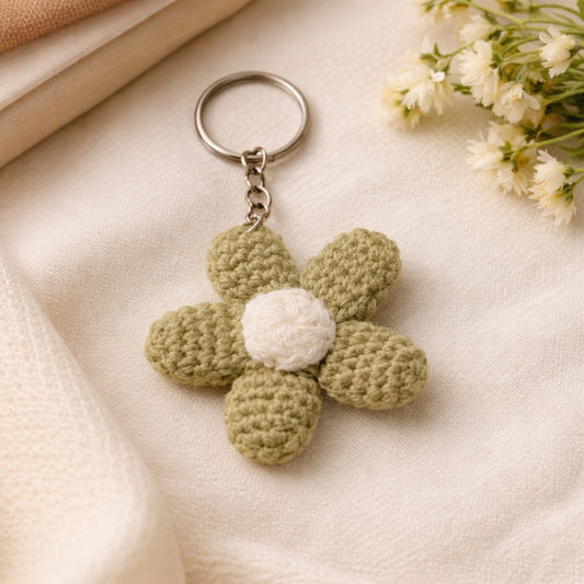 Sthula's Handmade Green Flower Keychain