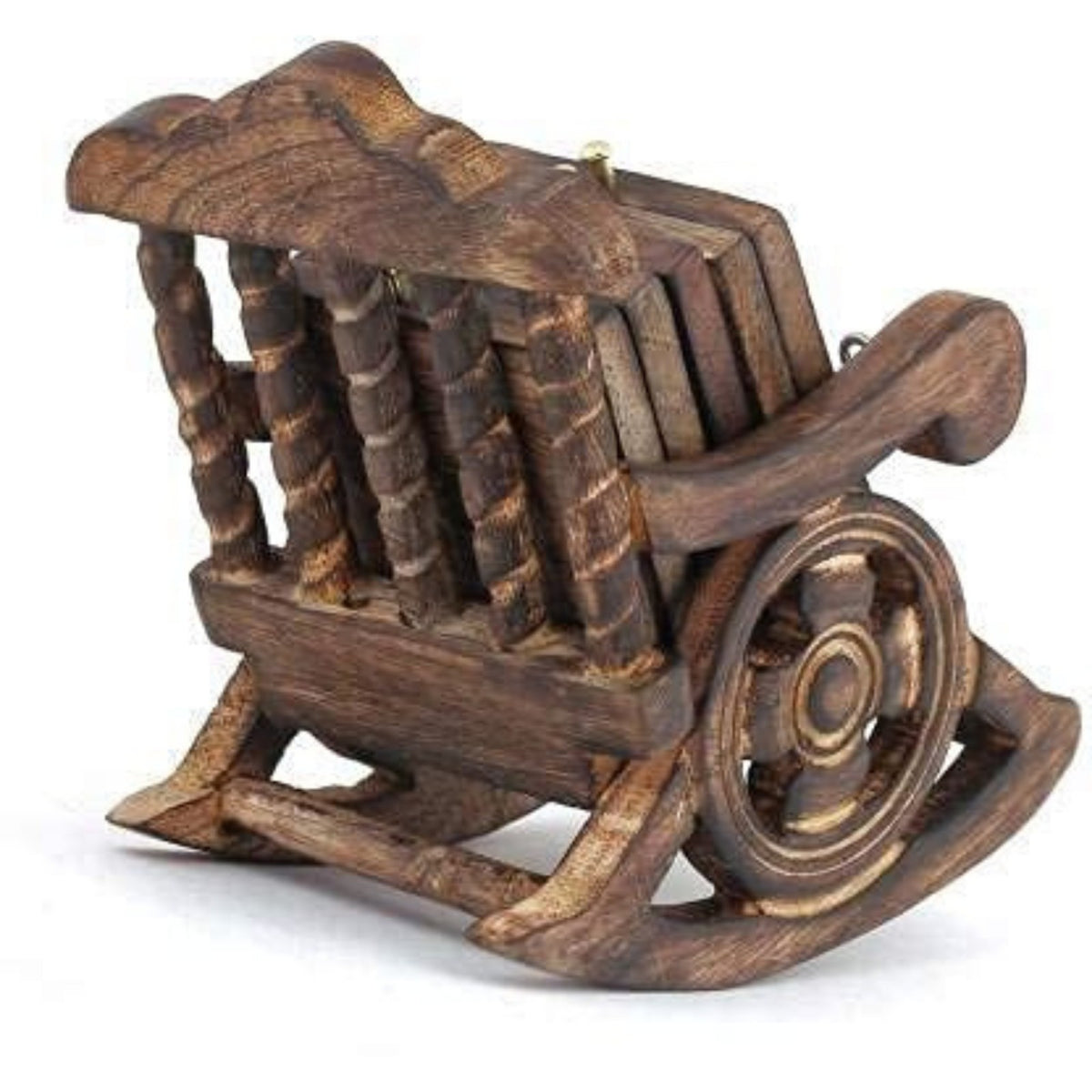 Sthula's Handmade Wooden Rocking Chair Coaster Set
