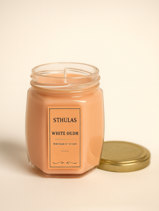 Sthula's Handcrafted White Oudh Soy Wax Candle