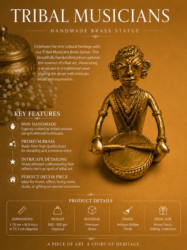 Sthula's Brass Tribal Musician Figurine