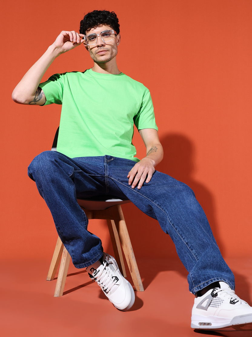 Sthula's Men Perrot Green Cotton T-Shirt