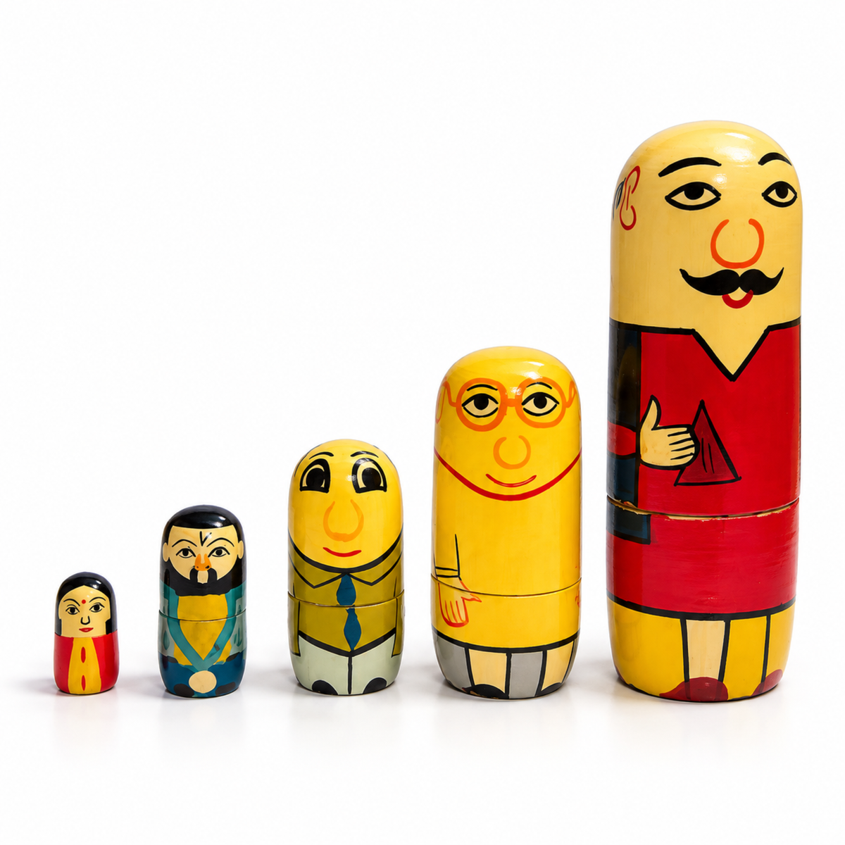 Sthula's  Handmade Multicolor Wooden Matryoshka Doll Set