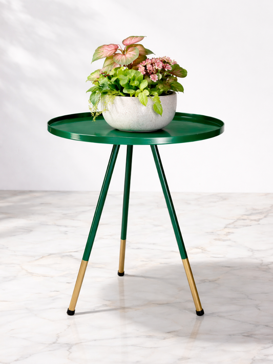 sthula's Handcrafted Modern Green Metal Side Table