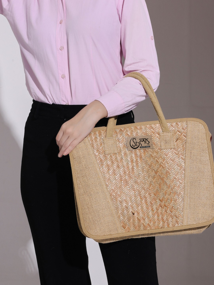Sthula's Handcrafted Brown Jute Laptop Bag