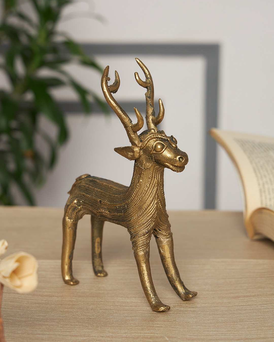Sthula's Handcrafted Dokra Metal Deer Showpiece