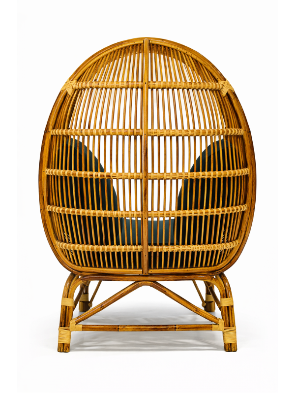 Sthula's Natural Brown Handmade Rattan Egg Chair | Premium Cane Accent Chair