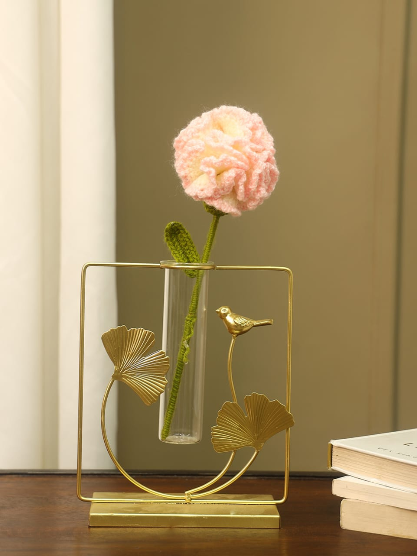 Sthula's Handcrafted Pink Handmade Wool Carnation Flower