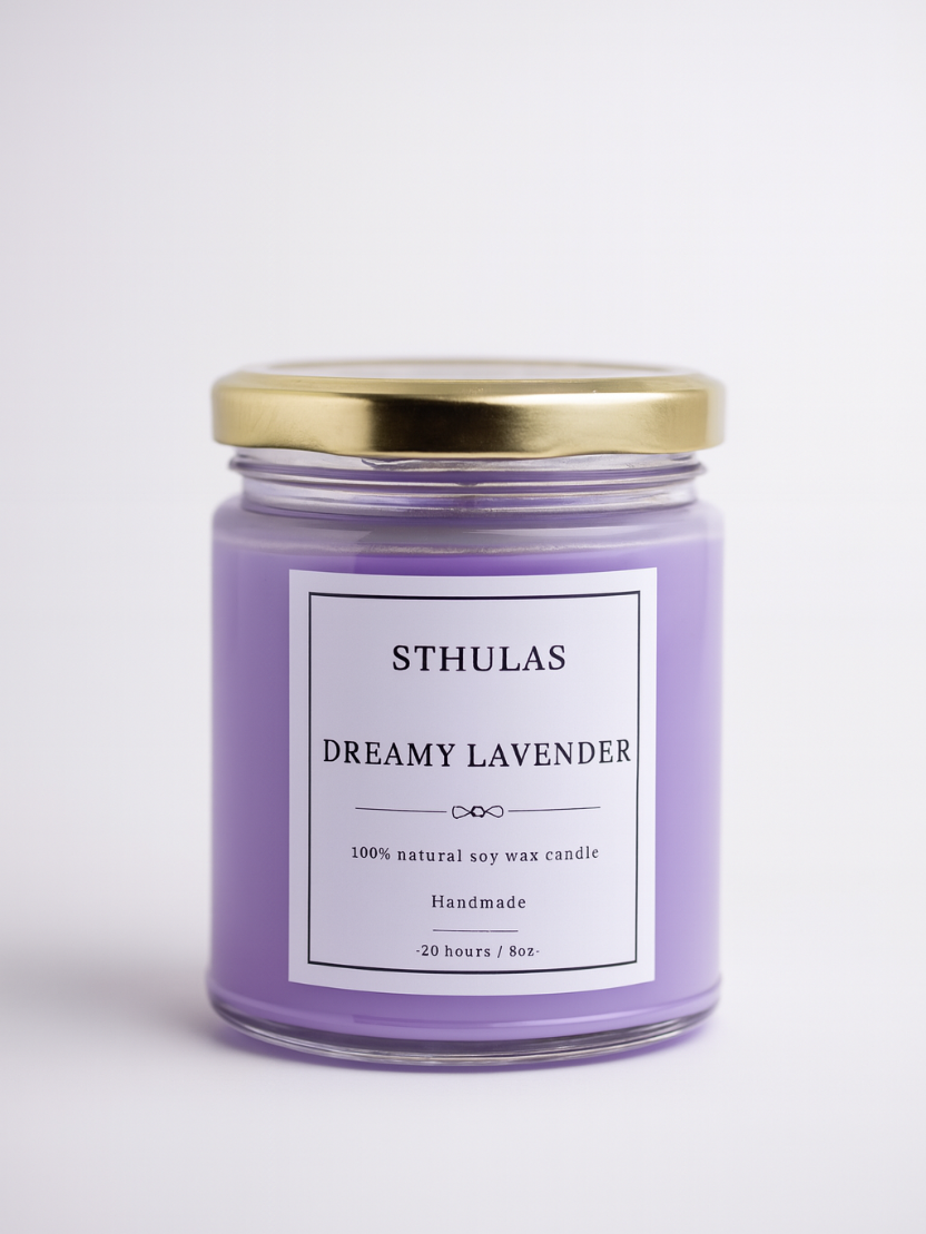Sthula's Handcrafted Dreamy Lavender Soy Wax Candle
