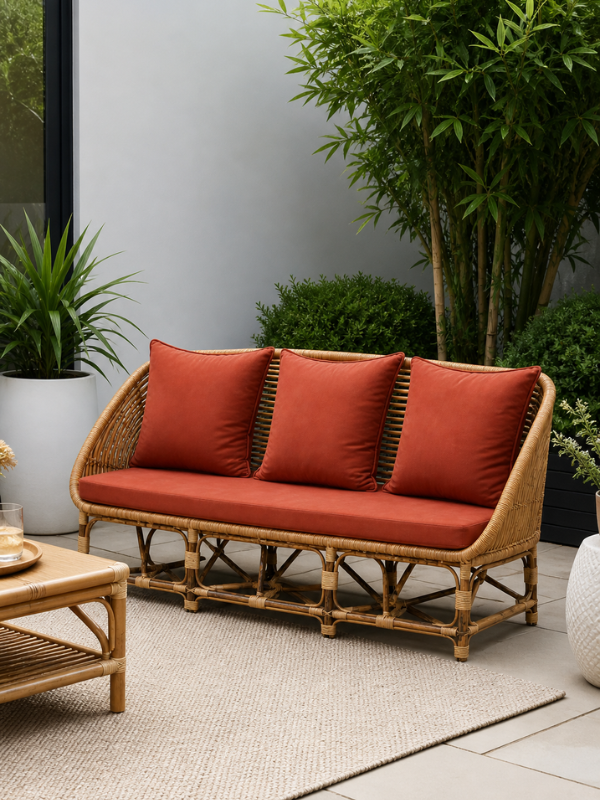 Sthula's Handmade Rattan 3 Seater Sofa – Brown Color