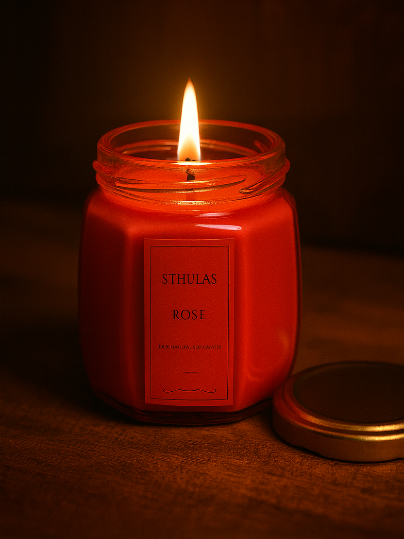 Sthula's Handcrafted Rose Soy Wax Candle