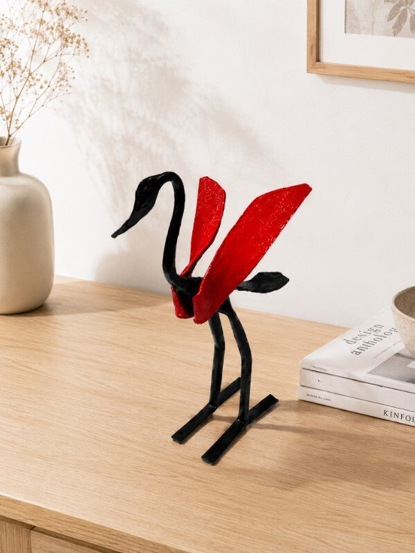 Sthula's Handmade Red Swan Metal Figurine