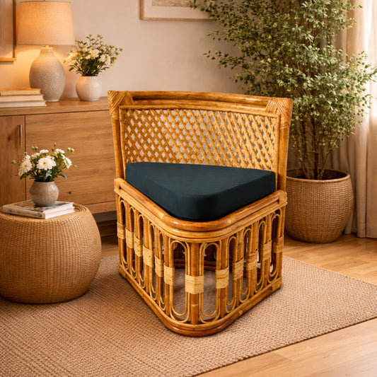 Sthula's Rattan Cane Accent Chair – Natural Brown Wooden Chair