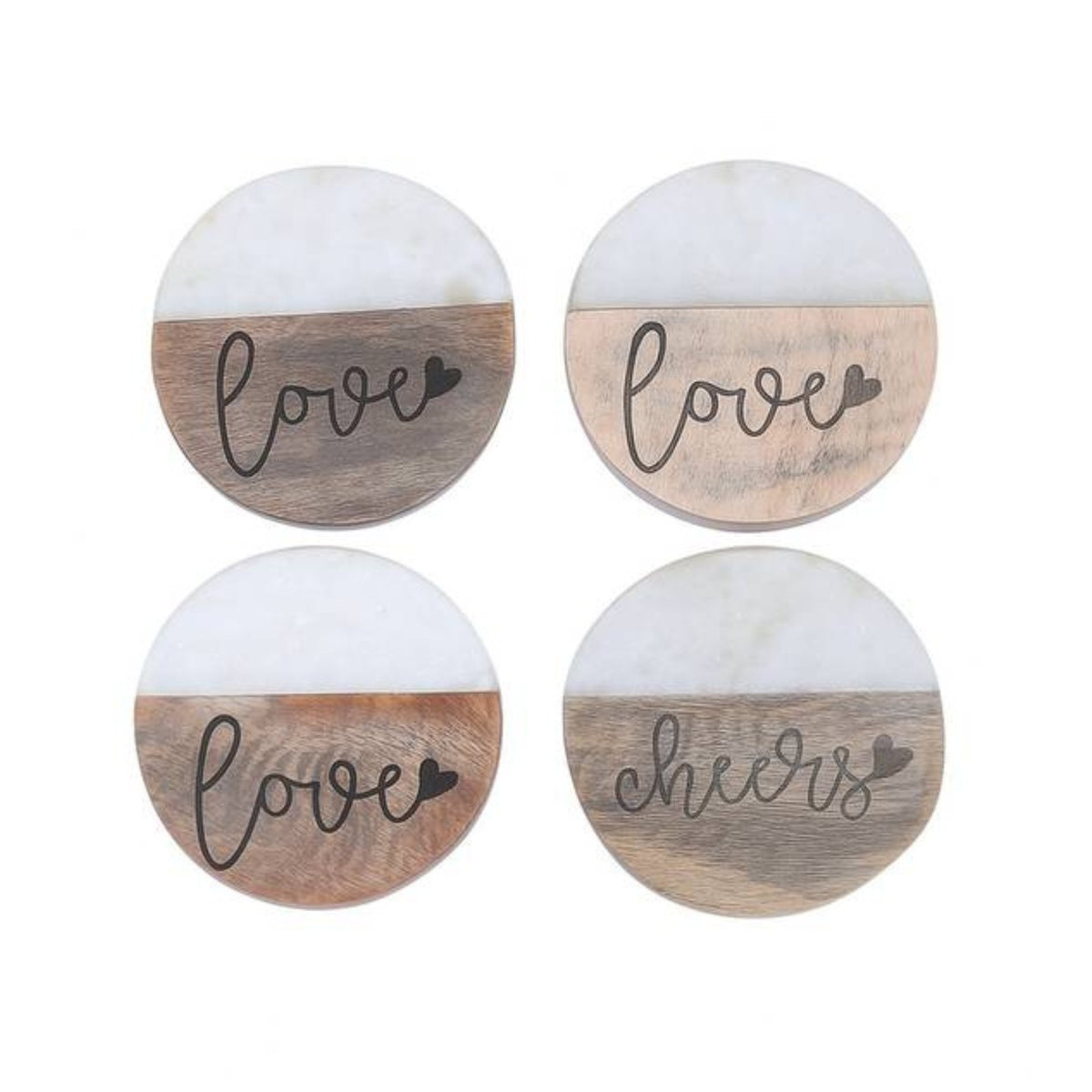 Sthula's Wooden Coaster Set of 4 – Love & Cheers Decorative Drink Coasters