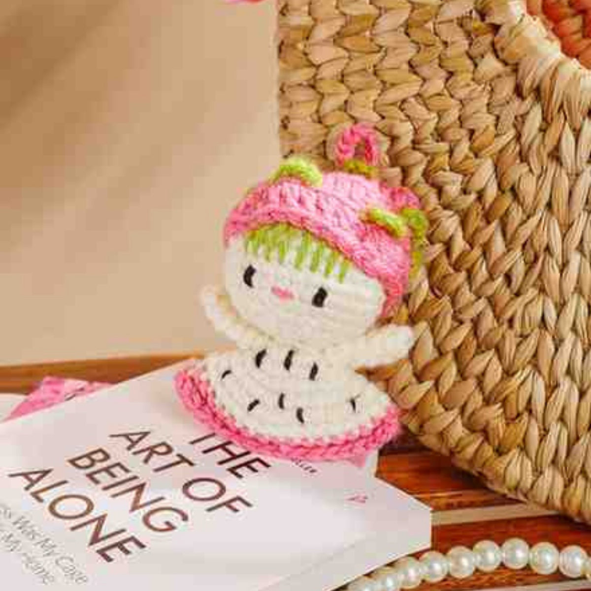 Sthula's Handmade Crochet Doll Soft Toy – Pink Floral Hat & Dress