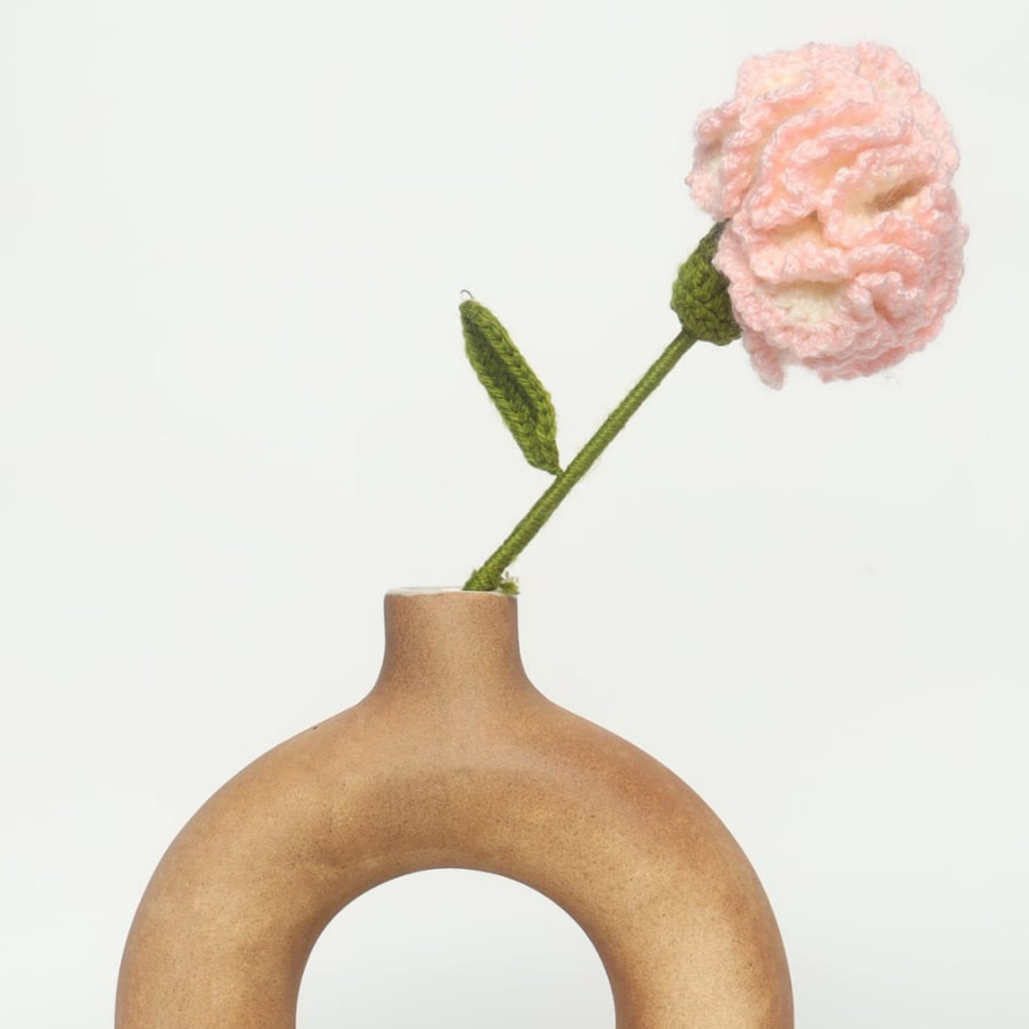 Sthula's Handmade Crochet Pink Carnation Flower with Green Stem