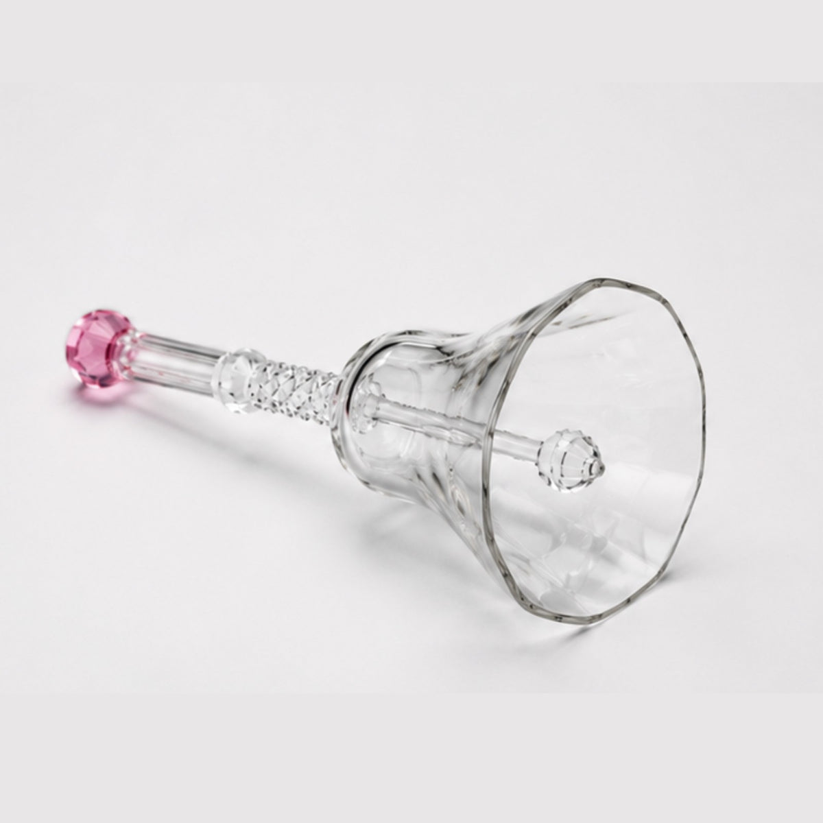 Sthula's Crystal Glass Decorative Bell – Transparent Glass Bell with Pink Handle