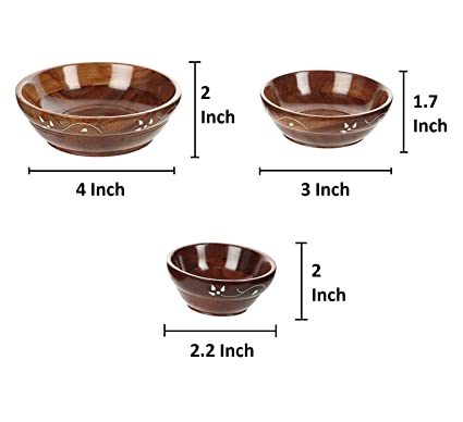 Sthula's Handcrafted Brown Wooden Serving Bowl Set