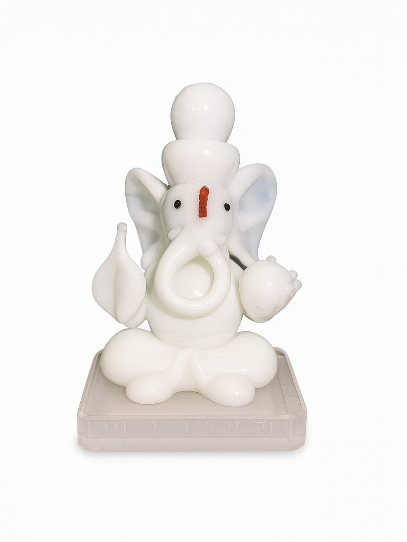 Sthula's Handcrafted White Lord Ganesha Idol Showpiece