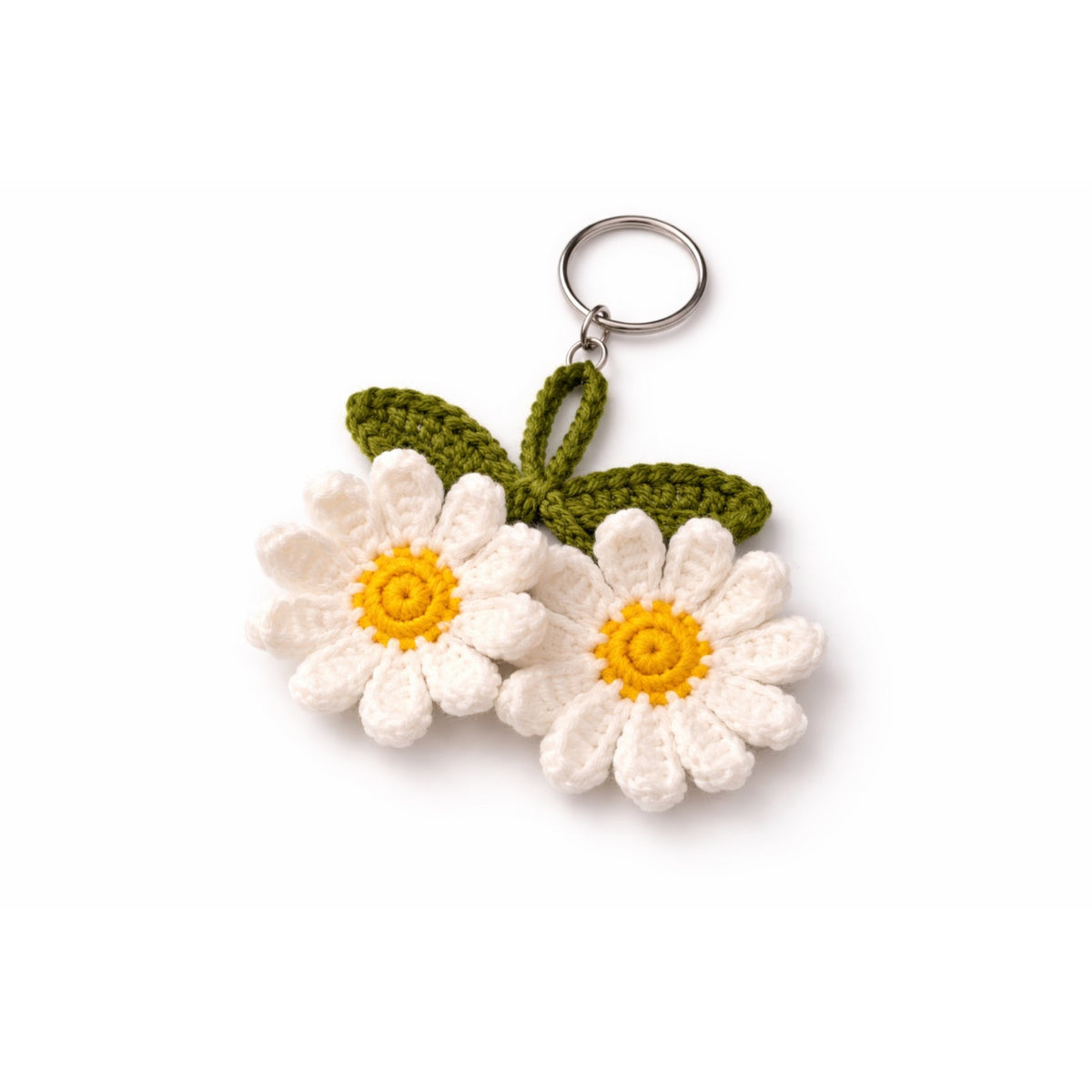 Sthula's Handmade White Daisy Flower Keychain