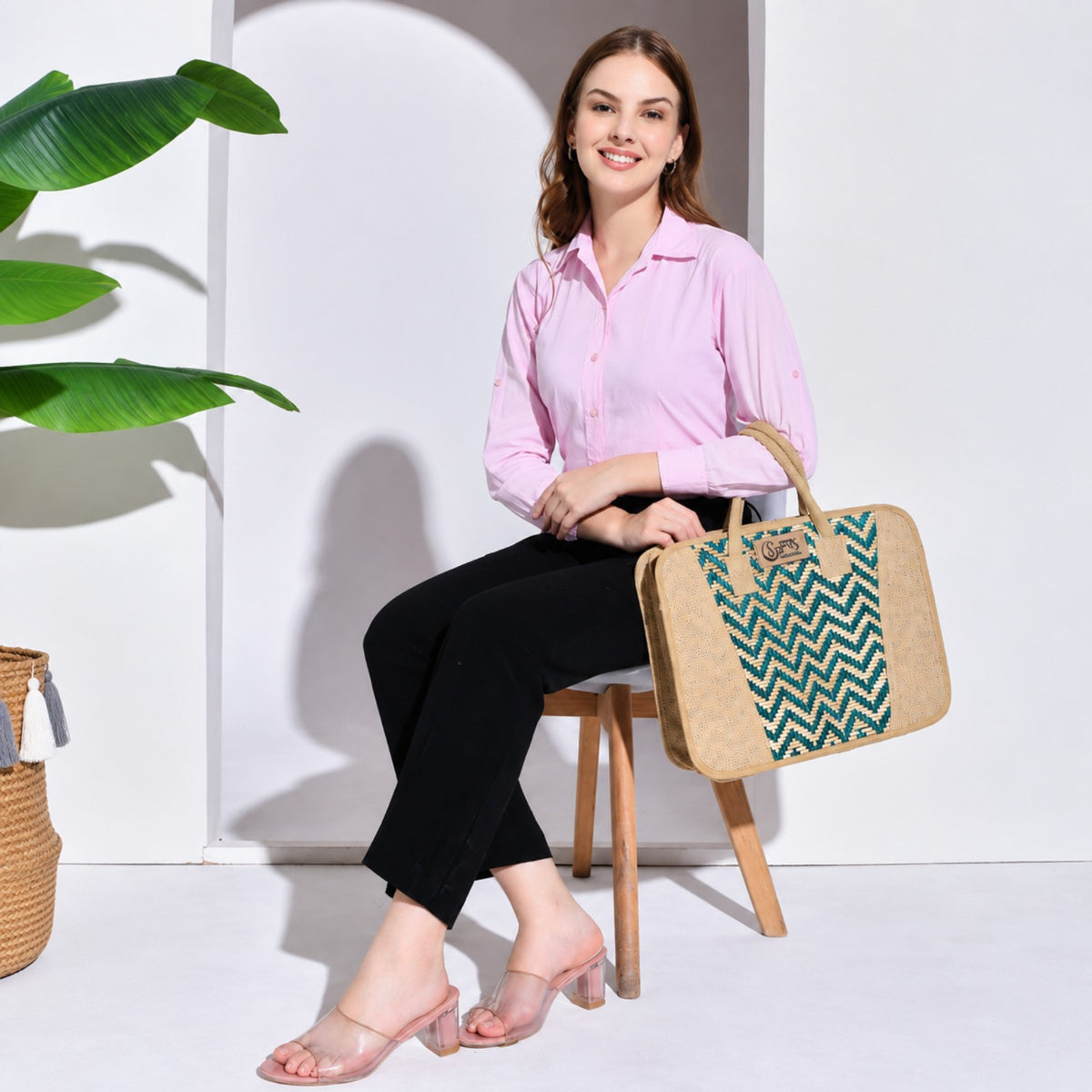 Sthula's Woven Laptop Bag – Stylish Jute Office & Work Bag for Women