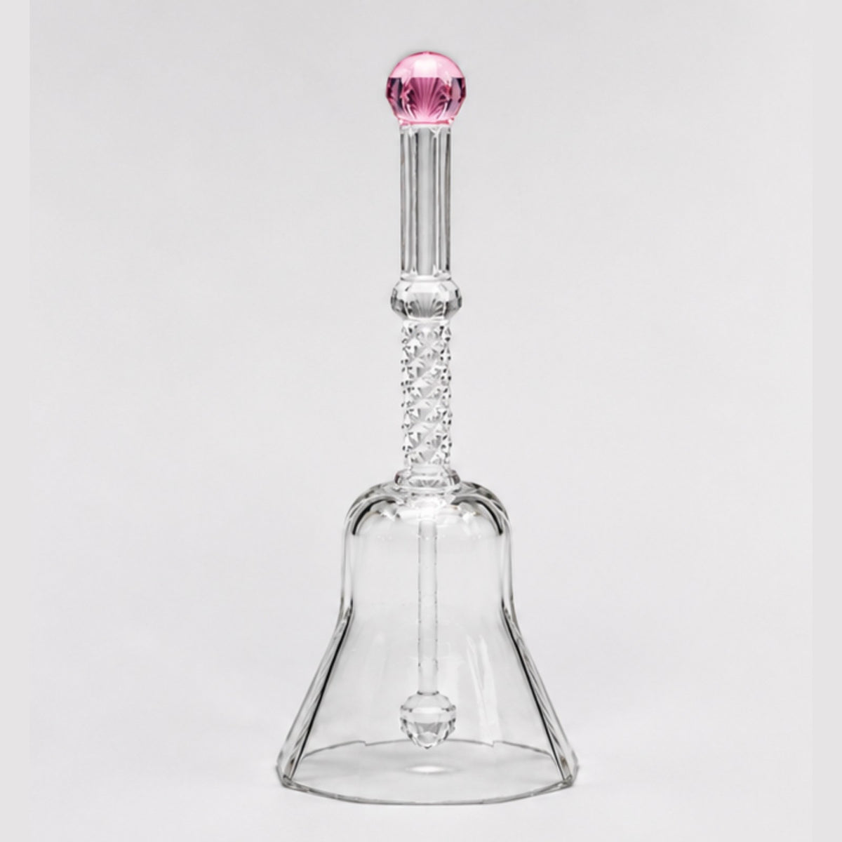 Sthula's Crystal Glass Decorative Bell – Transparent Glass Bell with Pink Handle