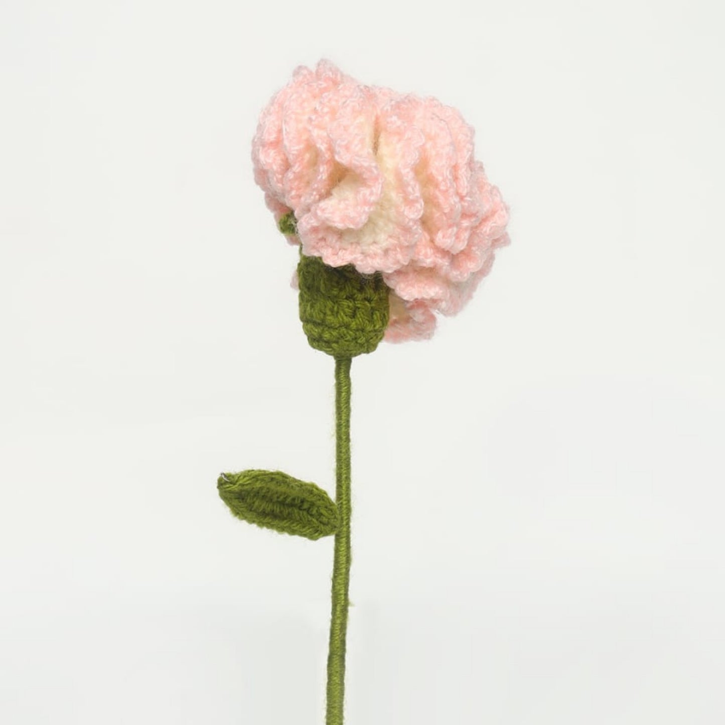 Sthula's Handmade Crochet Pink Carnation Flower with Green Stem