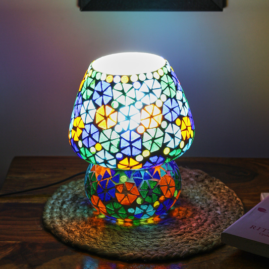 Sthula's Mosaic Decorative Table Lamp – Multicolor, Glass