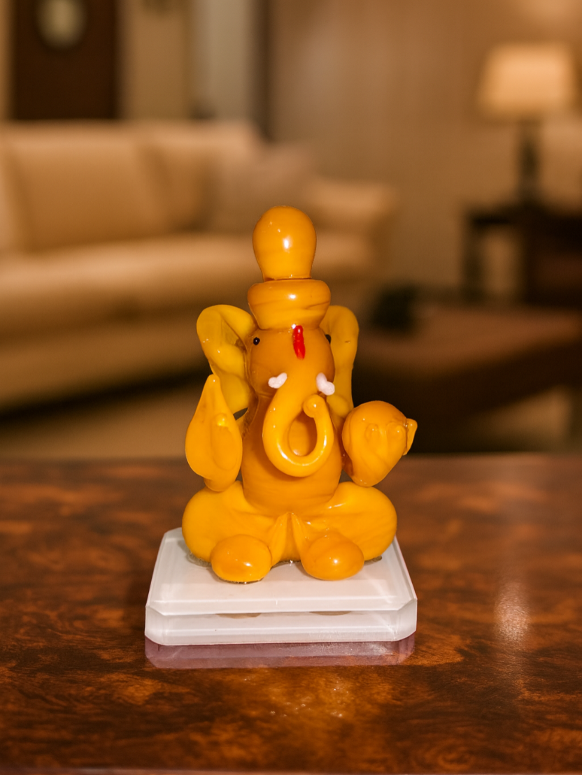 Sthula's Handcrafted Yellow Lord Ganesha Idol Showpiece